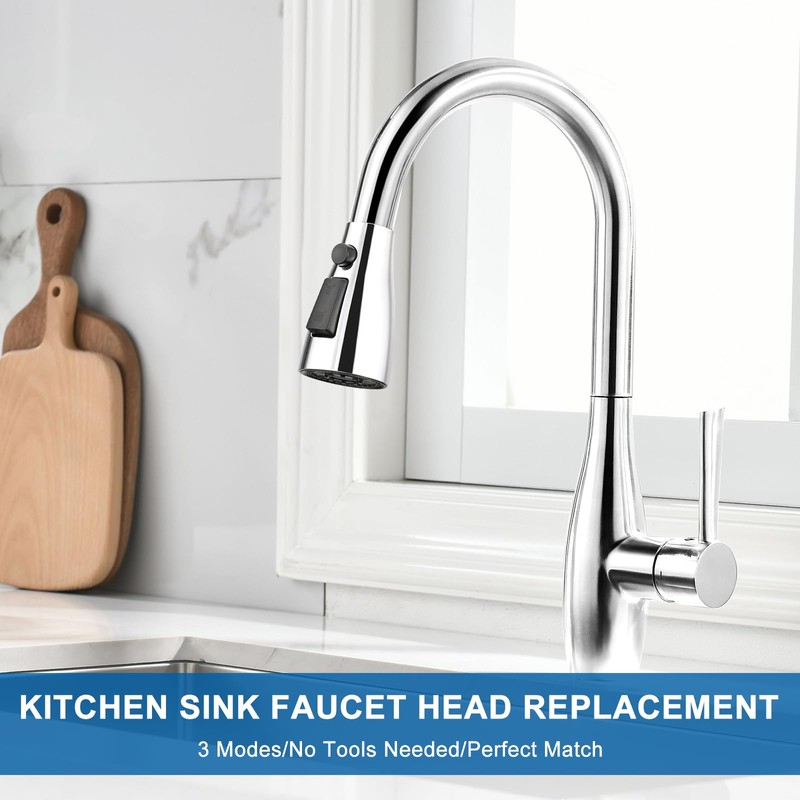 Xlajiao Kitchen Faucet Head Replacement, Premium 3 Function Pull Down
