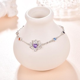 KINGWHYTE Om Bracelet 925 Sterling Silver Yoga Aum Om Ohm Amulet Link Abalone Bracelet Yoga Jewelry Yoga Gifts Bracelets for Women and Girls