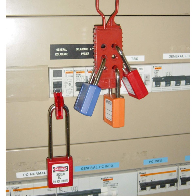 Master Lock 410LTRED Thermoplastic Safety Padlock for Mechanical Installation, Red,