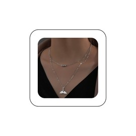 Cimenexe Bohemian Layered Tail Choker Necklace Silver Mermaid Tail Pendant Necklace Small Fish Tail Chain Necklace Minimalist Tail Bead Necklace Jewelry for Women