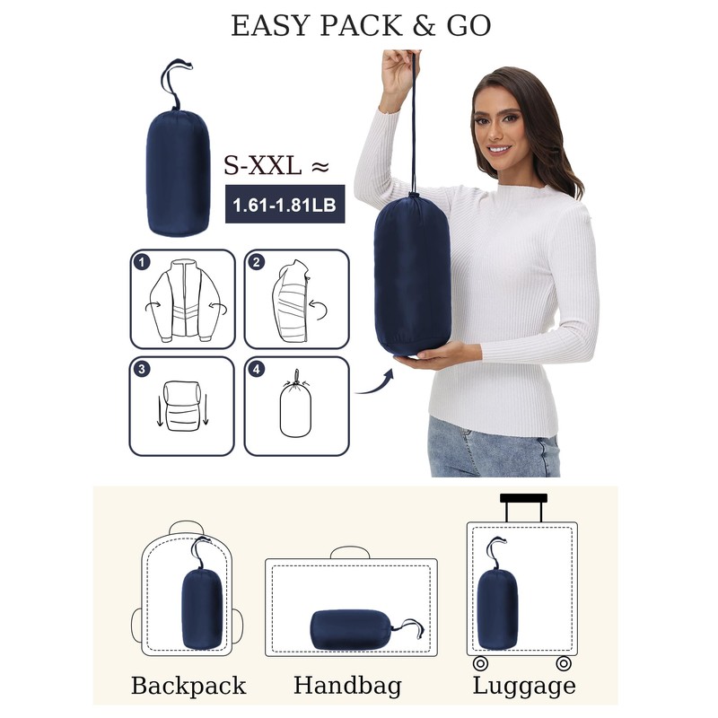 ROYAL MATRIX Women's Packable Puffer Jacket Lightweight Quilted Puffer Jacket