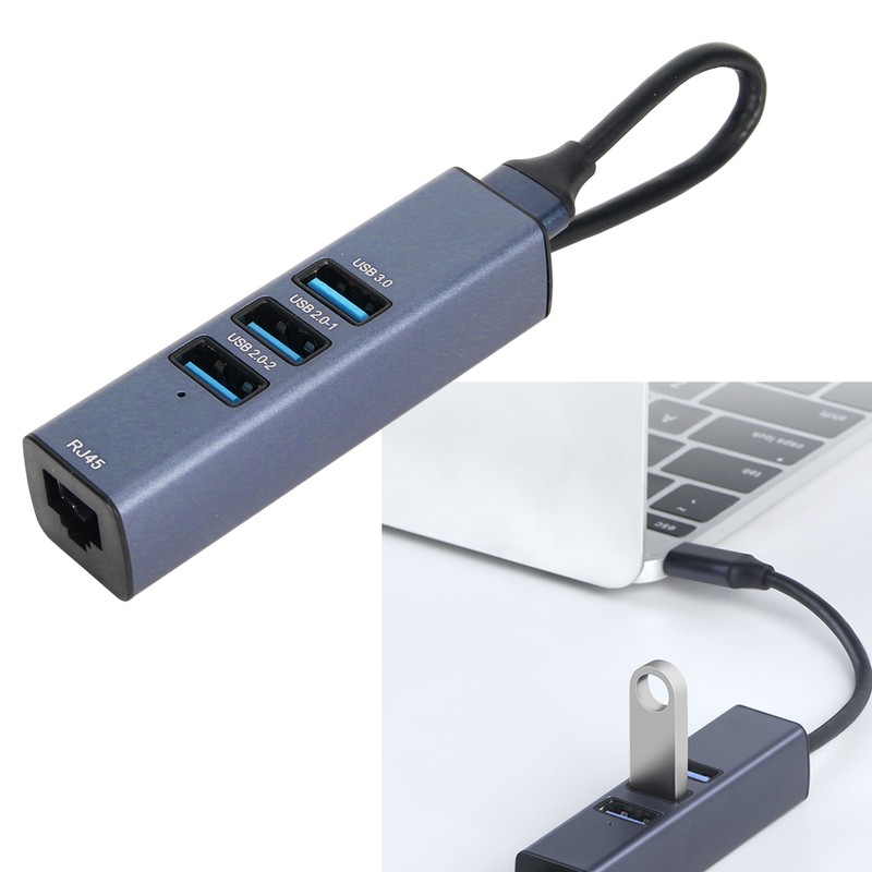 USB to Ethernet Adapter 4 Ports 100Mbps 5Gbps Aluminium Alloy