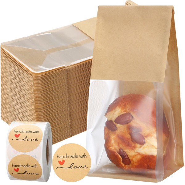 Fullhawl 250 pcs Bakery Bags with Window, 3.9 x 3.5