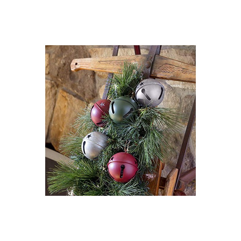 Jingle Bell Ornaments, 3.35-inch Diameter, 6-Pack (Green)