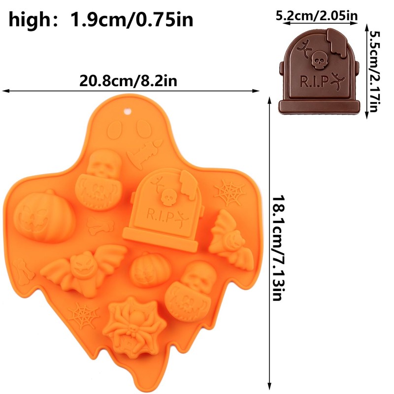 YIMINGMOLD 8 Cavity Ghost Halloween Silicone Candy Molds