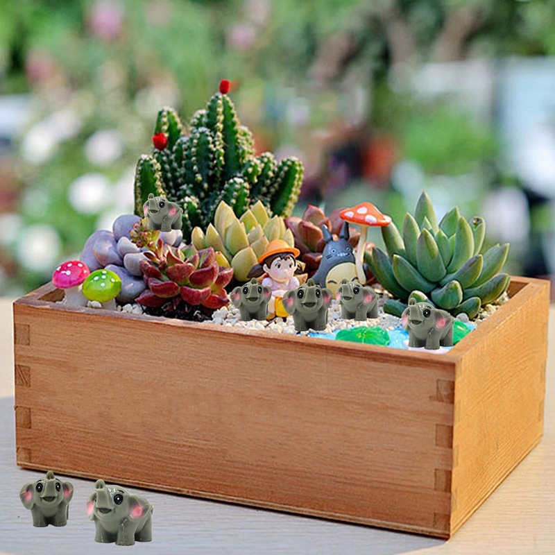 OZLMC 50 Pcs Mini Elephant Figurines for Fairy Gardens,Miniature Landscapes,Small