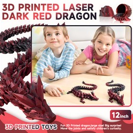 3D Dragon in the Egg, 3D Printed Dragon Egg with Dragon, 30 cm Articulated Fully Movable Dragon with Dragon Egg, Adults, Children, Gifts Toy, Easter, Birthdays, Holiday Decoration (Dark Red)