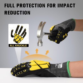 Graloky Work Gloves Men, ANSI A6 Cut Resistant Gloves, Impact Gloves for Men Women, Safety Work Gloves with TPR Protection, Nitrile Coated Heavy Duty Work Gloves, Touchscreen Mechanic Gloves, XX-Large