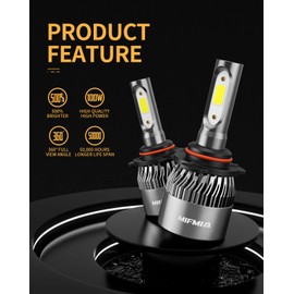 MIFMIA 9012 LED Bulbs Interior Lights, 36000LM 900% Brighter,HIR2 Bulb 6000K Cool White, IP68 Waterproof Plug-N-Play with Cooling Fan, Pack of 2, License Plate Lights