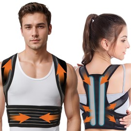 Corrector de Postura para Hombres y Mujeres, Soporte de Espalda Ajustable, Invisible y Transpirable, Se Utiliza para Aliviar el Dolor de Cuello y Hombros y Corregir la Joroba (XL,Negro)