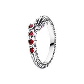 DIYADE S925 Sterling Silver with red crystals Sparkling Vintage Dragon Ring For Men Women (Dragon Sparkling Ring #8)