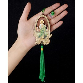 Diyalo Religious The Divine Mercy/Our Lady of Guadalupe/Grace/Saint Jude/Sacred Heart/Orthodox Crucifixion Wooden Car Interior Rear View Mirrors Hanging Ornament-2Pcs Bulk