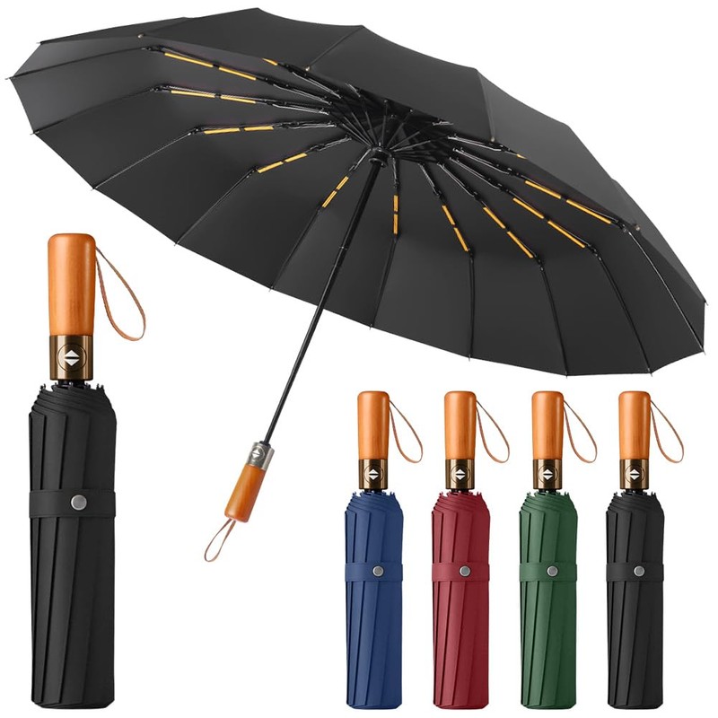 Foldable Umbrella, Open-Close Automatic Pocket Umbrella, Lightweight Design, Windproof and