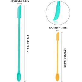 Mini Spatula Silicone Spatula Set - 2pcs Small Makeup Scrapers for Cosmetics, Reusable Beauty Tiny Tools, Thin Jar Scraper, Get the Last of the Makeup Out of the Bottle(Green and Yellow)