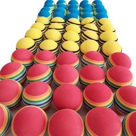 Golf Practice Urethane Sponge Ball 3 Colors Red Blue Yellow Set of 60 