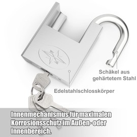 Diyife Heavy Duty Padlock 60 mm, Outdoor Weatherproof Robust Padlock, High Security Lock, 4 Keys, for Outdoors, Warehouses, Containers, Garage, Shutters, Shutters, Shed