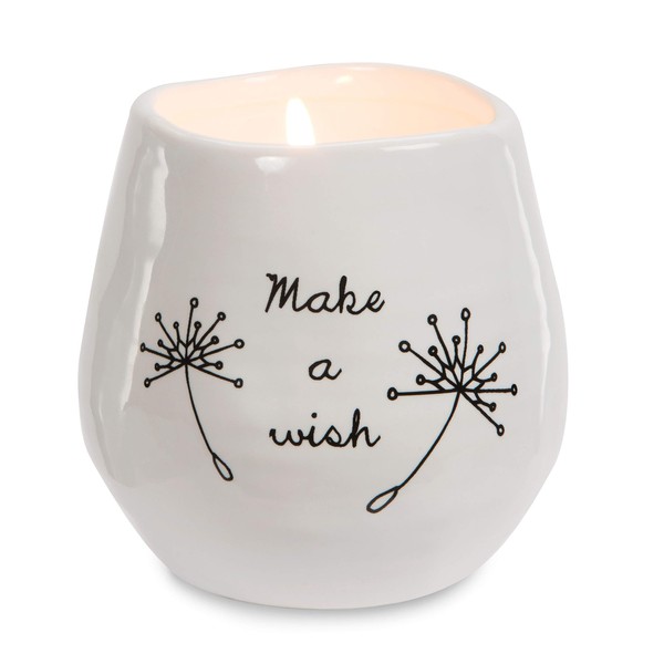 Pavilion - Make a Wish White Ceramic Soy Serenity Scented Candle, 8 oz