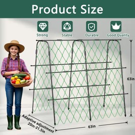 63"x 63" Thickened U-Shape Metal Cucumber Trellis with Climbing Net,Durable Outdoor Garden Arch Trellis for Climbing Plants, Supports Tomatoes, Beans, Grapes,Vegetable Flower Fruit Vines