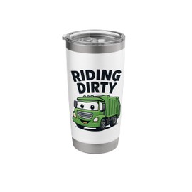 Riding Dirty Garbage Recycling Trash Truck Kids Boys Toddler Stainless Steel Insulated Tumbler