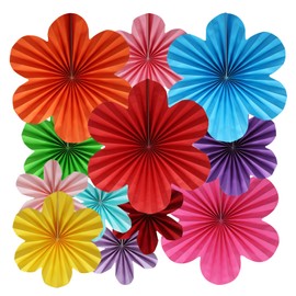 BestoFun 12 PCS Paper Flowers Fans Mexican Party Decorations Paper Flowers Decorations for Wall Girl Groovy Birthday Baby Shower Wedding Bachelorette Room Hanging Décor