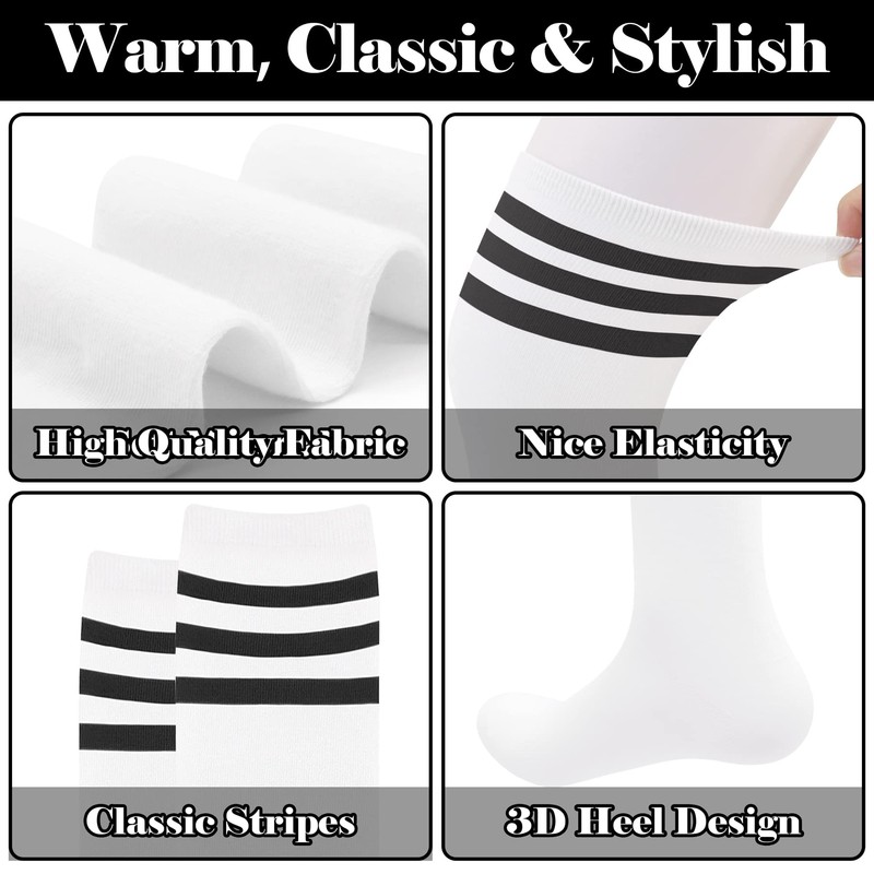 Long White Thigh High Socks for Women - Over the