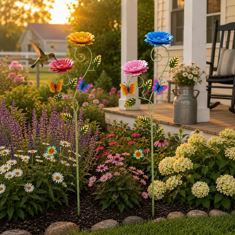 Butterfly Watering Station Garden Stakes Set of 2