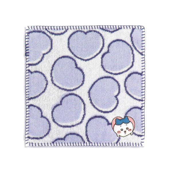 Chiikawa Heart Towel Handkerchief, Blue, Pile, 41-1170080, Approx. 9.8 x