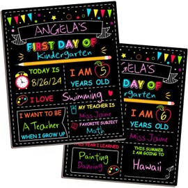 Double-Sided First Day & Last Day School Board, 12 10 Inches, Reusable Color Painting, Washable Chalkboard Signs for Kindergarten & Pre-K