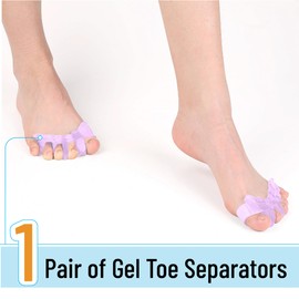 Dr. JK- Toe Pal Gel Toe Separator, 1 Pair, Pink, Hammer Toe Straightener for Women and Men, Bunion Corrector