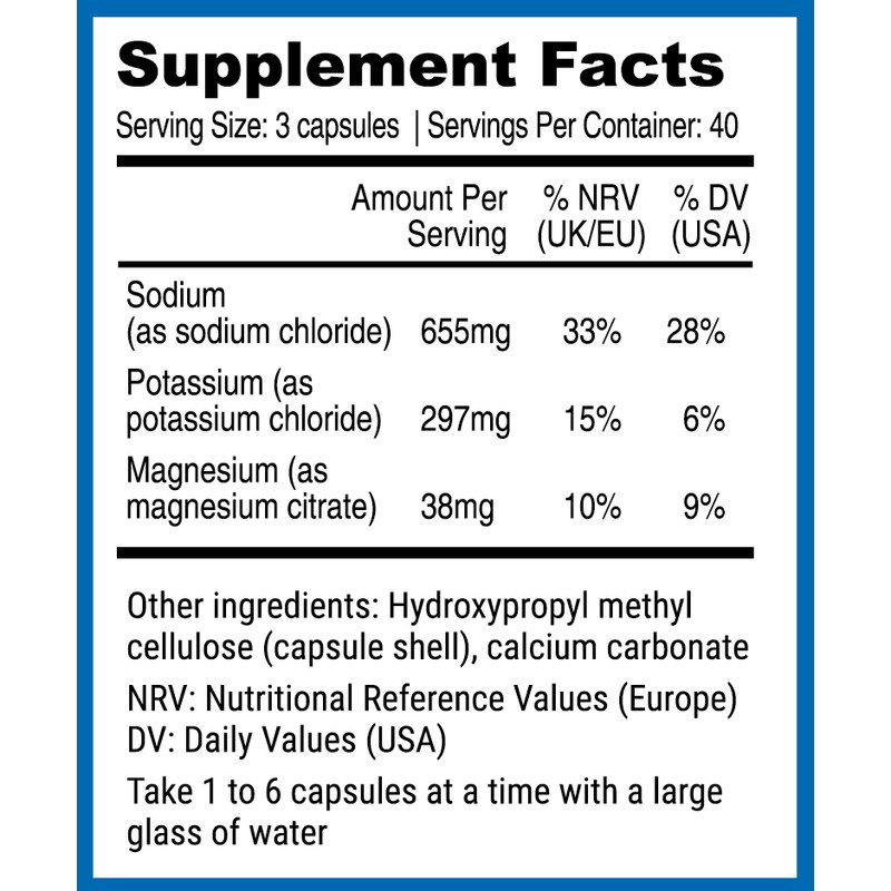 Nutri-Align Fasting Salts Capsules Pure Electrolytes: Sodium, Potassium, Magnesium. 120