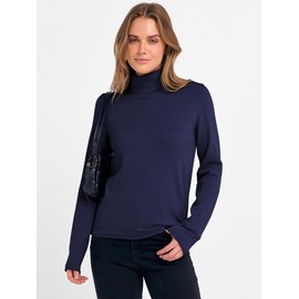 ANRABESS Womens Turtleneck Long Sleeve Sweater Tops Casual Soft Knit Fit Lightweight Basic Pullover 2025 Fall Work Outfits Navy Blue-L