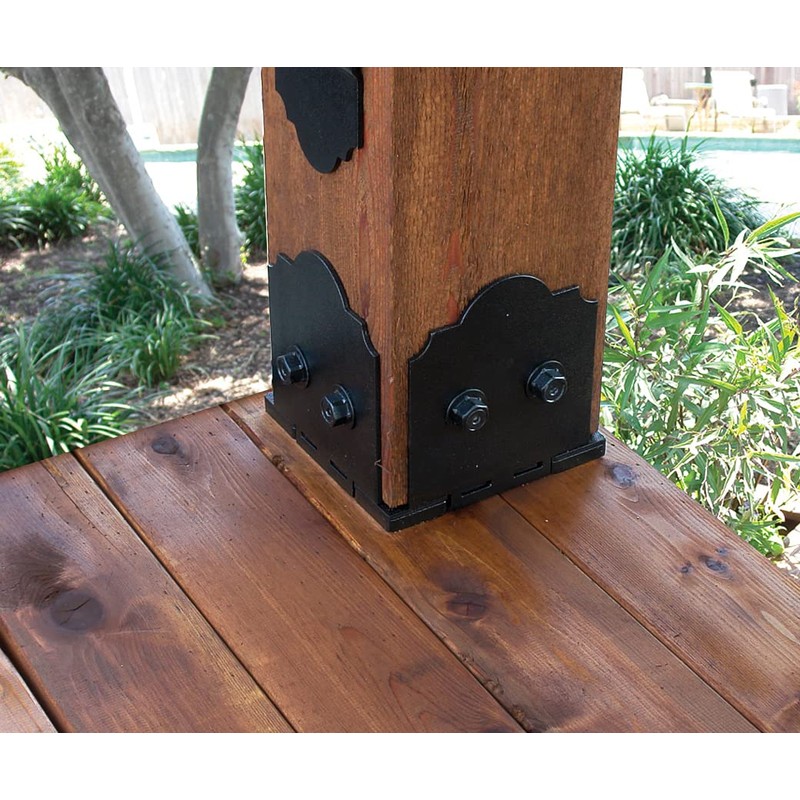 Ozco Laredo Sunset 8x8 Post Base Kit, Includes Decorative Plates,