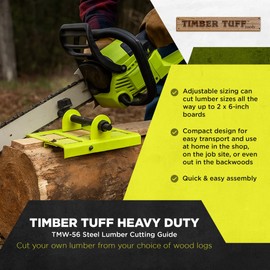 Timber Tuff TMW-56 Steel Lumber Cutting Guide Portable Sawmill Tool with Small Carry Size for Versatile Timber Cutting with Chainsaw