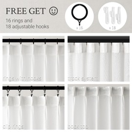 Topfinel White Pinch Pleat Linen Curtains for Bedroom 90 Inches Long 2 Panel Set,Light Filtering Semi Sheer Privacy Bright Bohemian Gothic Decor Floor Length Curtains for Living Room 90 Length