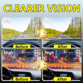 POLIXEL Car Glass Cleaning Wiper – Streak-Free Oil Film Cleaner for Windows, Glasses, Windshields, and Mirrors with Double-Sided Cloth Windshield Hydrophobic Wipe Board – 4 oz / 120 ml