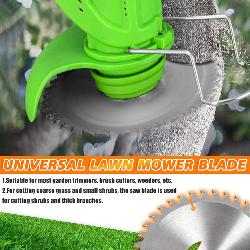 HUAREW 7Pcs 6" 40T Carbide Weed Wacker Blades w/Nut for