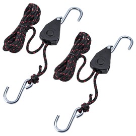 CHANGE MOORE Kayak Tie Down Straps 1/8'' x 7.9 ft Rope Ratchet Pulley,Adjustable Canoe Tie Down Straps, Kayak Straps for Roof Racks, 150Lbs Tie Down Straps for Kayak and Canoe Accessories 2 Pcs