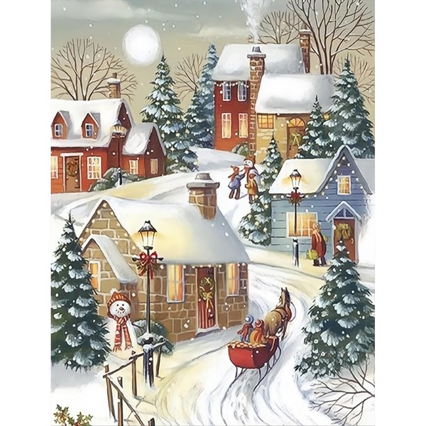 NAIMOER Christmas Diamond Painting Kits for Adults, DIY Full Drill 5D Diamond Art Winter Scenery Diamond Painting House Perfect for Relaxation and Home Wall Decor 30x40cm