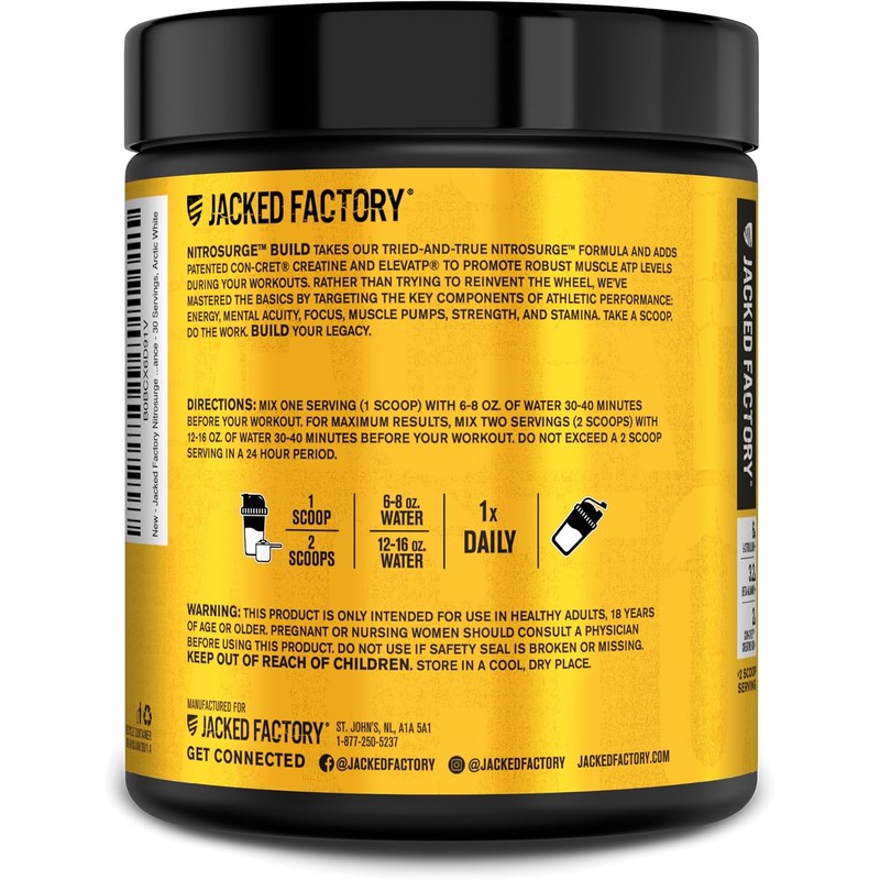 Jacked Factory Nitrosurge Build Pre Workout with Creatine for Muscle
