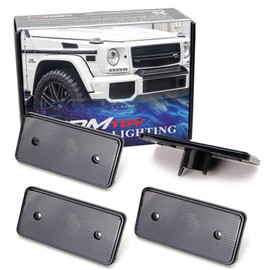 iJDMTOY Smoked Black Front/Rear Side Marker Lamp Lenses Compatible With 2002-2014 Mercedes W463 G-Class G500 G550 G55 G63 AMG, Replace Front/Back OEM Amber/Red Sidemarkers