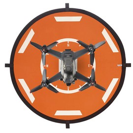 Hsthe Sea Round Shape Drone Landing Pad, Drone Accessories, Drone Pad Universal Waterproof Foldable Drone Helicopter Landing Place 56 cm/22 Inches, for Air 2S/FPV/Mavic Mini 2 (Double-Sided, Blue + Black)