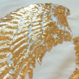 LOCOMO Large Sequin Angel Wing Iron On Patch Sew On Patch DIY Applique Motif for Clothing Jacket Decoration