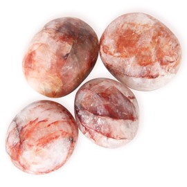 Hematoid Quartz Stone Worry Stone – Pack of 4 Hematoid Quartz Crystal Stone Natural Gemstones, Soap Stone, Smooth Healing Crystal, Worry Stone