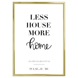 PULSE of HOME Picture Frame Aluminium DIN A4 (21 x 29.7 cm) in Gold - Thin Frame Ideal for Photos, Posters, Children's Drawings & Art - Decoration for Children's Room and Living Area