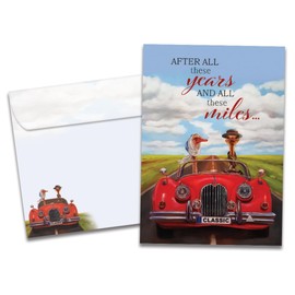 Tree-Free Greetings Anniversary Greeting Card with Matching Envelope, Eco Friendly, Made in USA, 100% Recycled Paper, 5 x 7, All These Miles (GO65958)