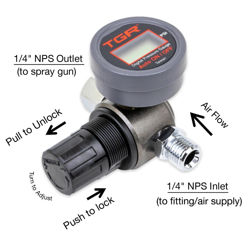 Tool Guy Republic HVLP Spray Gun Air Regulator with Digital