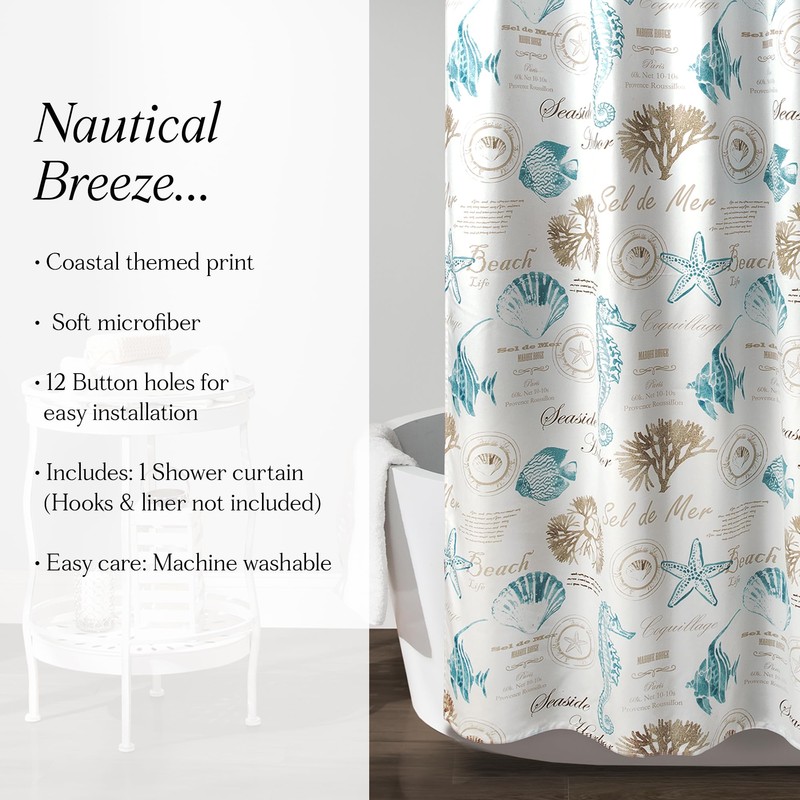 Lush Decor Harbor Life Shower Curtain, 72" W x 72"