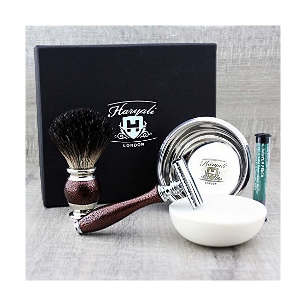 Rötlichbraun Antique Special Collection 4 Piece Shaving Set: Razor with