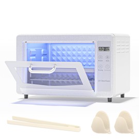 Yofuly Sterilizer for Esthetician, 10L Large Sterilizer for Nail Tools, Multi-Functional Nail Cleaner Box, Large Capacity Cleaning Cabinet for Home Use, Barbers, Beauty Salons, and Spas(white)