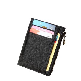 DcSpring DcSpring RFID Blocking Women‘s Credit Card Holder Slim Genuine Leather Men's Small Coin Pocket Purse Mini Wallet Zipper (Black)